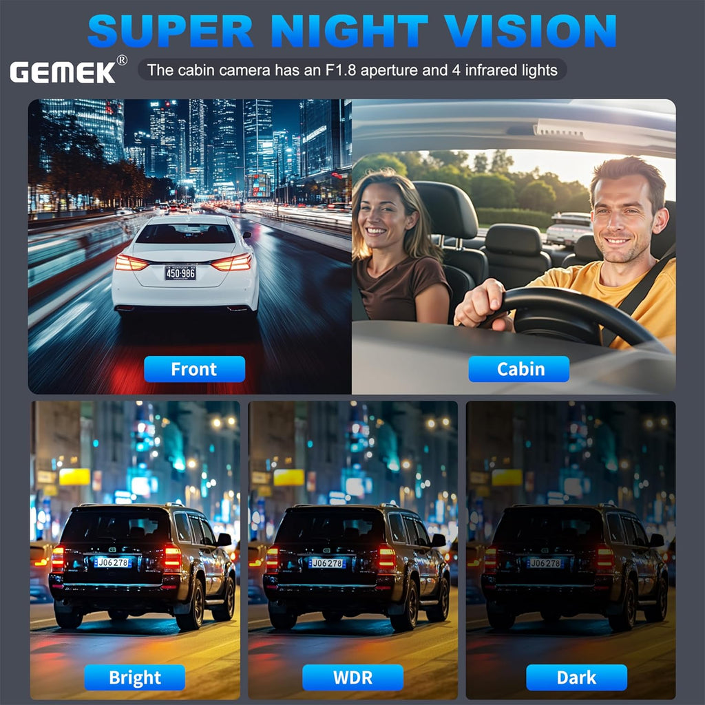 4 Channel Dash Cam 360° View 5G Wifi & APP Control, GEMEK 2K Front and Rear Inside, Left Right Dash Camera for Cars Free 64GB TF Card, G-Sensor, Night Vision, 24H Parking Mode Keyboard Wrist Rest Pad