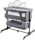 Nordmiex Baby Bassinet 3 in 1 Adjustable Bedside Sleeper Bed for Infant Baby with Breathable Net, Gray