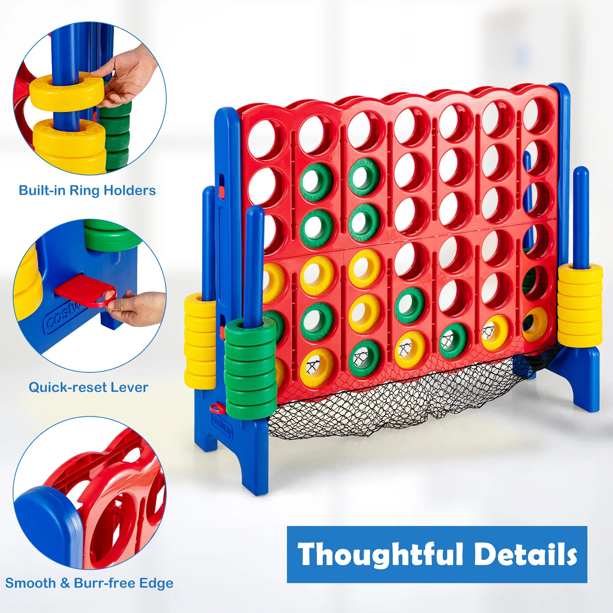 4-To-Score Giant Game Set 4-In-A-Row Connect Game with Storage Net for Kids & Adult