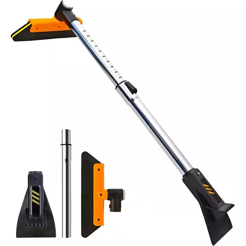 32.5 In. Aluminum Handle Foam Head ABS Rake Telescoping Snow Brush with Ice Scraper for Car SUV and Truck