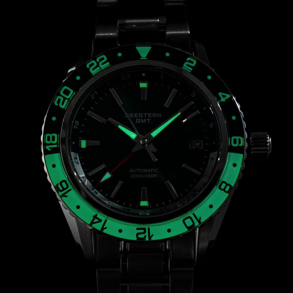 SEESTERN Men of Watch Office GMT Automatic NH34 Movement Sapphire Glass Bezel 20Bar Waterproof Diver Mechanical Wristwatch S456