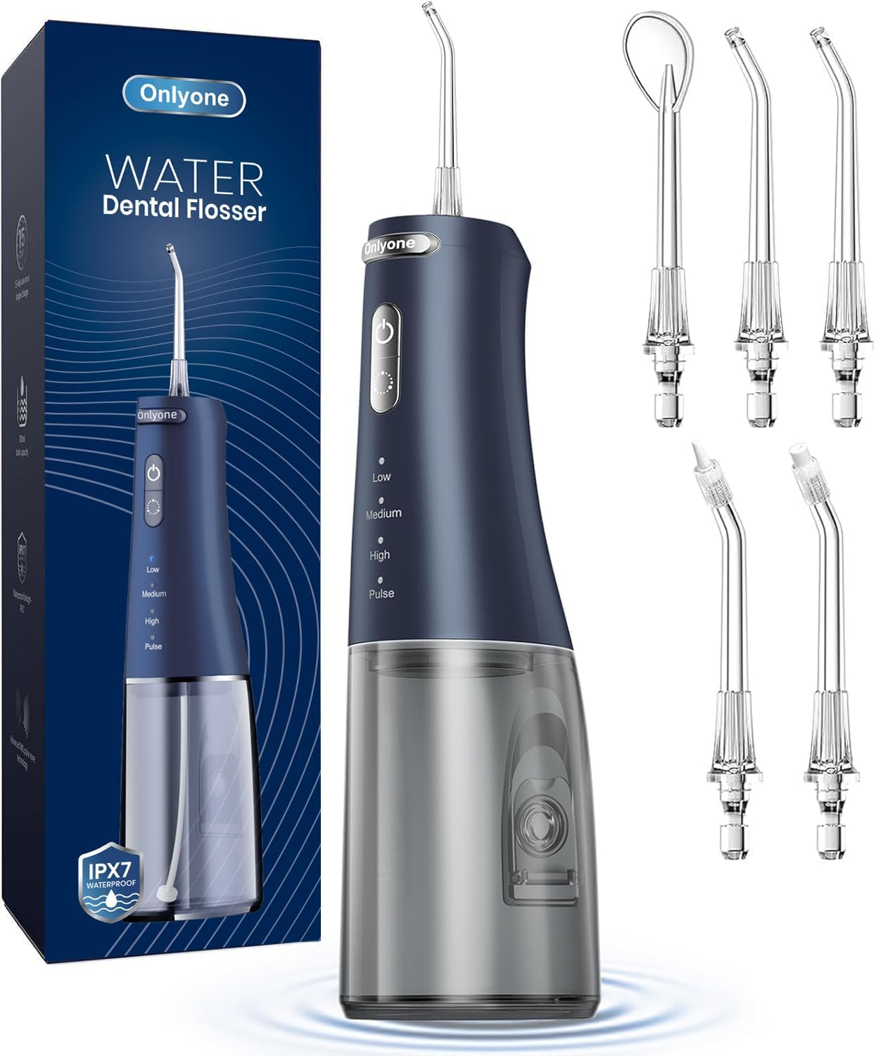 Onlyone Rechargeable Cordless Water Flosser with Adjustable Water Pressure for Daily Oral Care, Power Dental Flosser for Home and Travel Use, Portable Oral Irrigator for Sensitive Gums and Braces Care