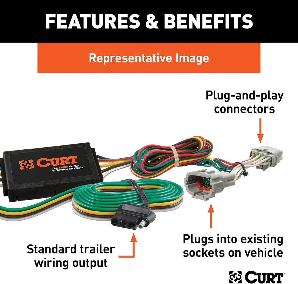 CURT 55563 Vehicle-Side Custom 4-Pin Trailer Wiring Harness for Select Lexus RX 330, Lexus RX 350