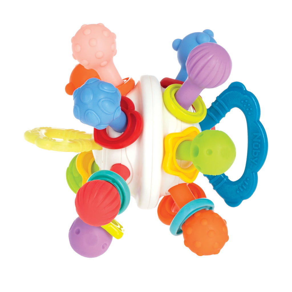 Nuby Textured Twist Ball Baby Teether Infant Toy with Colorful Rattle