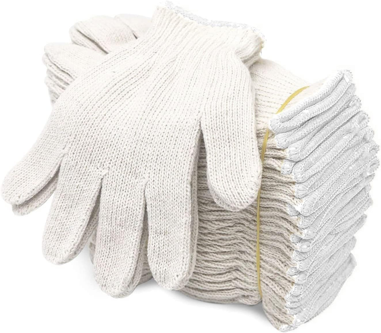 Evridwear L Size Cotton Polyester Safety Work Gloves - 12 Pairs for Painters, Mechanics, Gardeners & Construction Workers with Dotted Grip