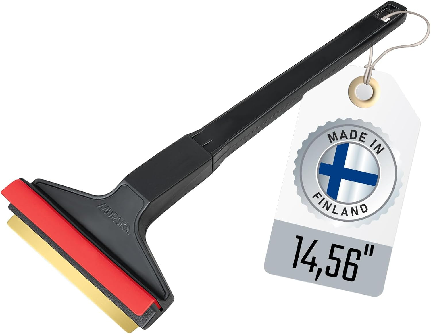 Premium Long Handle Brass Ice Scraper - 14.5 Inch Snow Removal Tool for Cars - Original Murska from Europe (L&P A055 Black Gray)