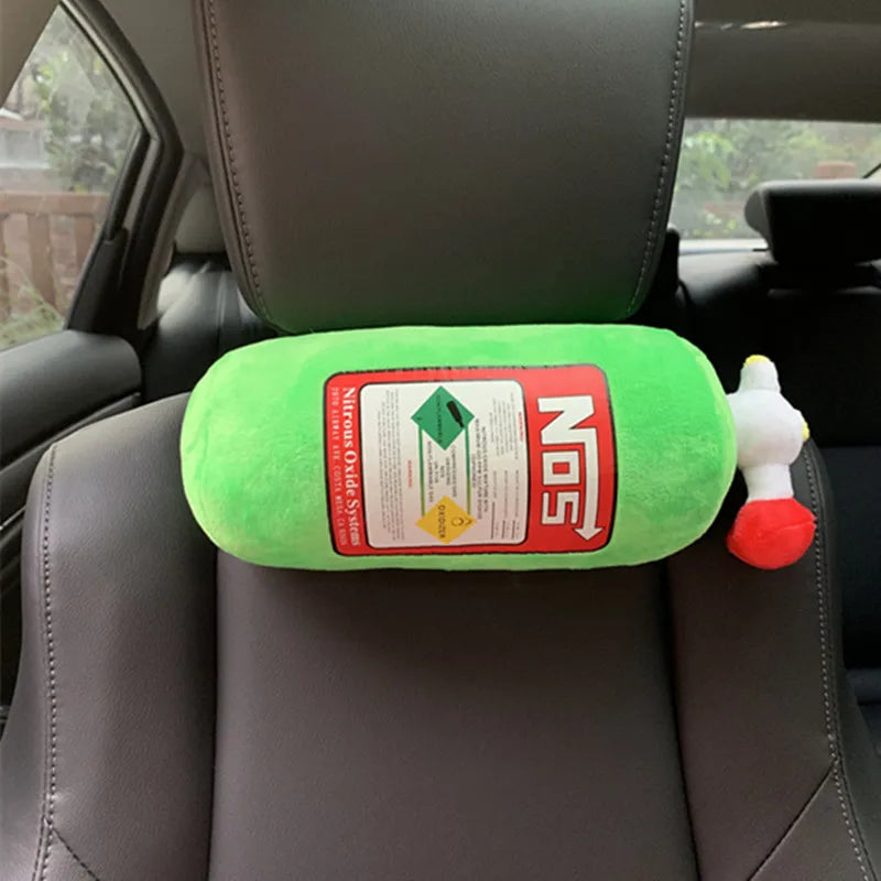 Car Seat Neck Pillow and Waist Cushion - Creative Plush Headrest in Nitrogen Cylinder Shape, Premium Car Accessories