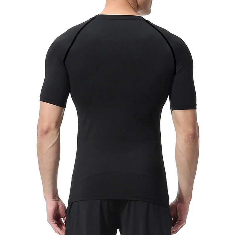 Men'S Compression Shirts Summer Short Sleeves Tees T-Shirt Gym Workout Fitness Running Tops Undershirts Baselayer Sportswear