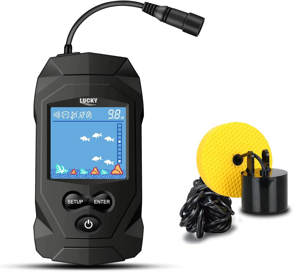 LUCKY Portable Fish Finders Wired Transducer Kayak Fish Finder Kit Portable Depth Finder LCD Display for Kayak Boat Ice Fishing