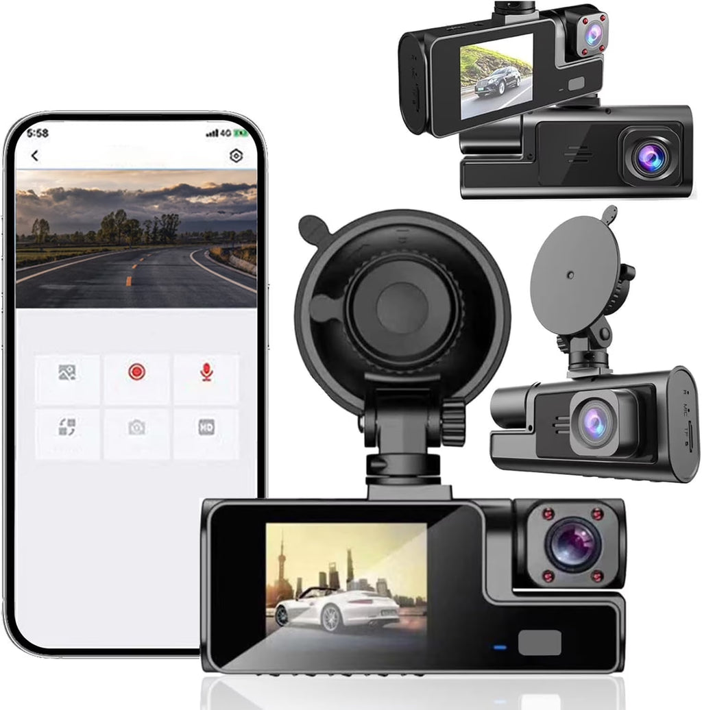 Cvlncycling Dash Cam Built-In Wifi GPS Front 2K and Rear 1080P Dash Camera for Cars,155° Wide Angle Dashboard Camera Recorder