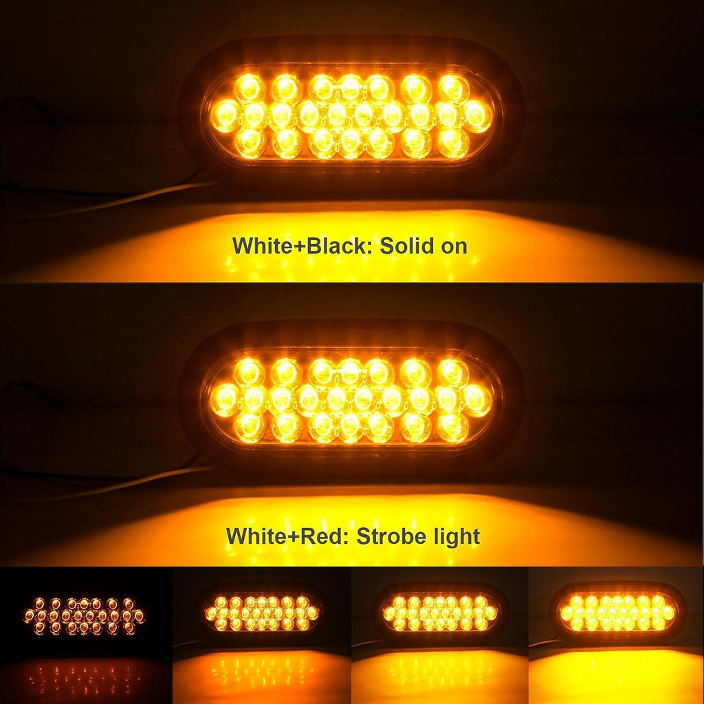 4-Pack 6-Inch Oval Amber LED Strobe Lights with 24 Recessed Mounts