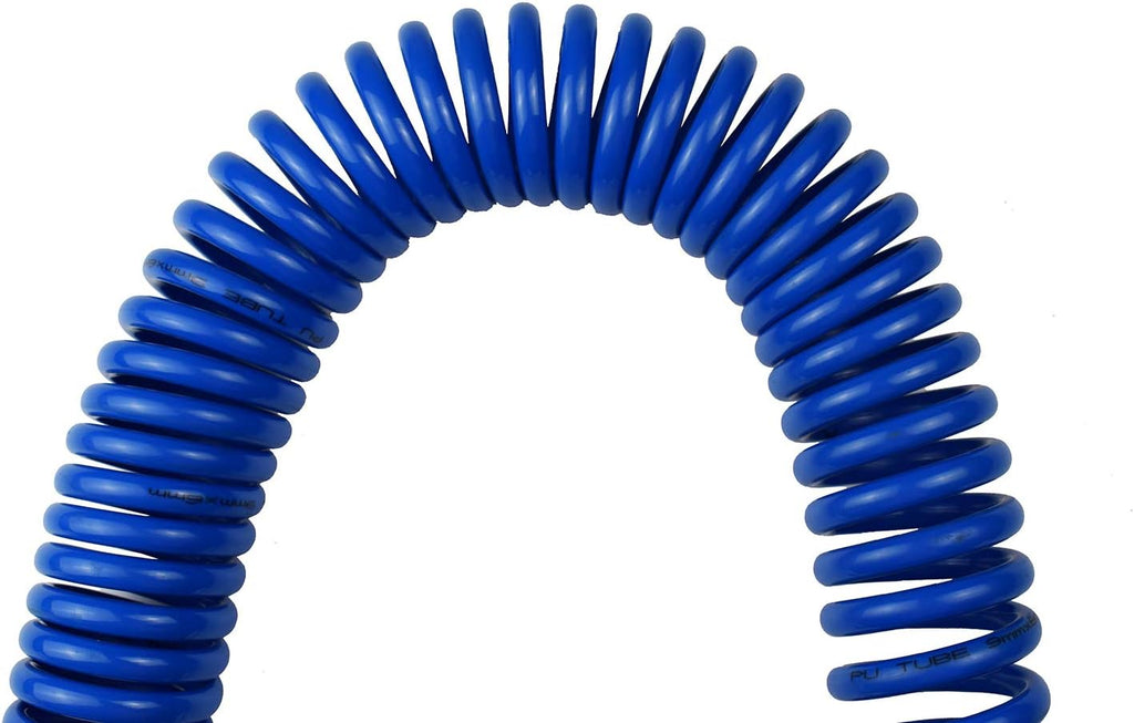 YOTOO 25' Polyurethane Air Compressor Hose - 1/4" Inner Diameter with Bend Restrictor & Quick Coupler - Durable Blue Design