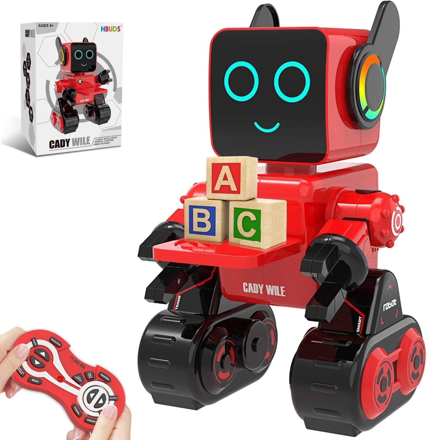 Interactive Rechargeable RC Robot Toy for Kids - LED Lights, Dancing, Speaking, and Coin Bank (White)