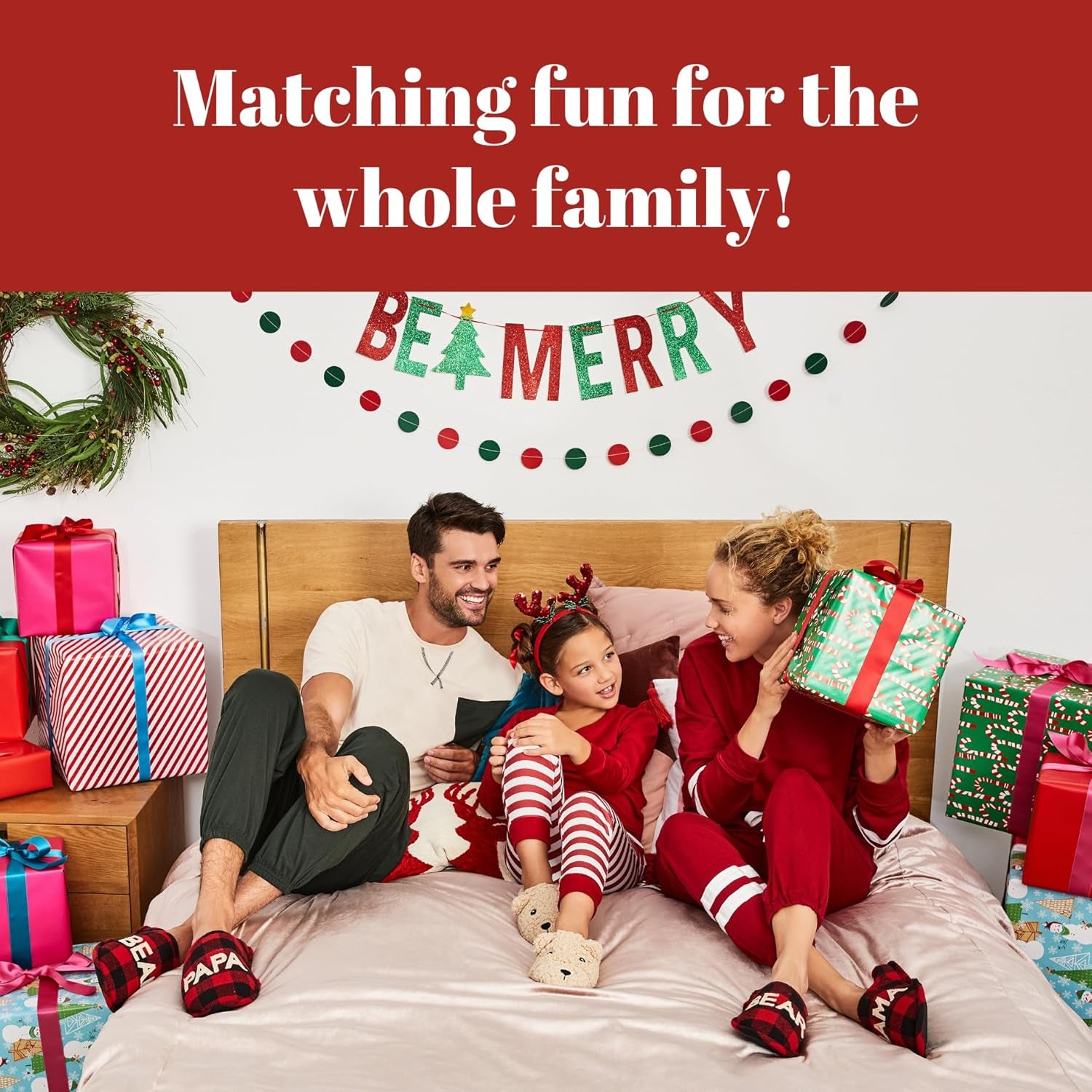 Dearfoams Men'S Gifts for Men Matching Christmas Papa Bear Slipper