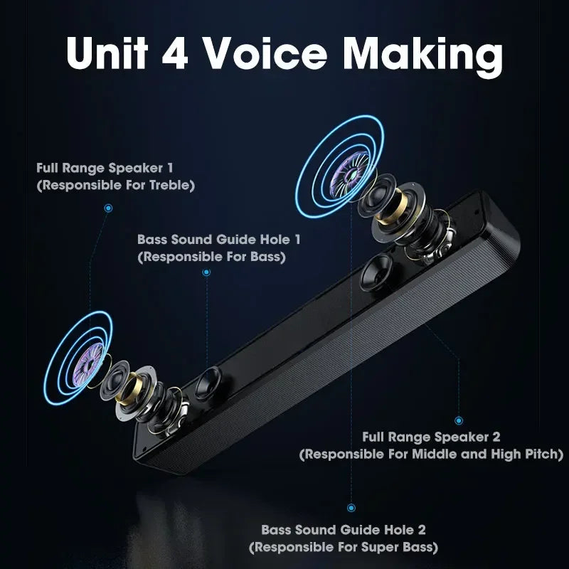 Bluetooth 4D Surround Speaker Home Theater Sound System Computer Soundbar for TV Subwoofer Wired Stereo Strong Bass