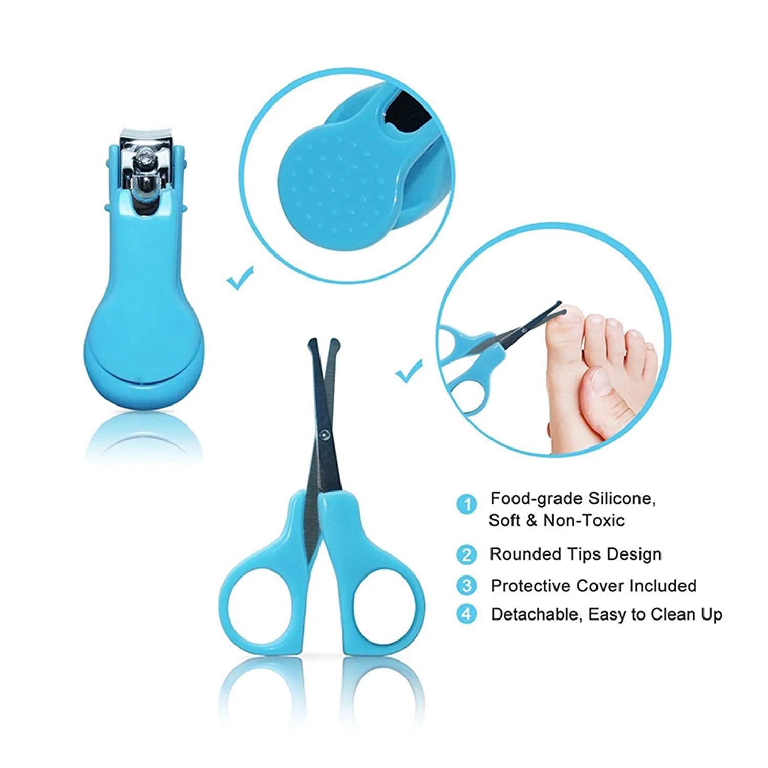 Baby Grooming Healthcare Kit Baby Safety Care Set Nail Clipper Brush Comb Scissors Thermometer Nasal Aspirator Finger Toothbrush Baby Essentials Nursery Kit for Newborn Girl Boys (Blue)