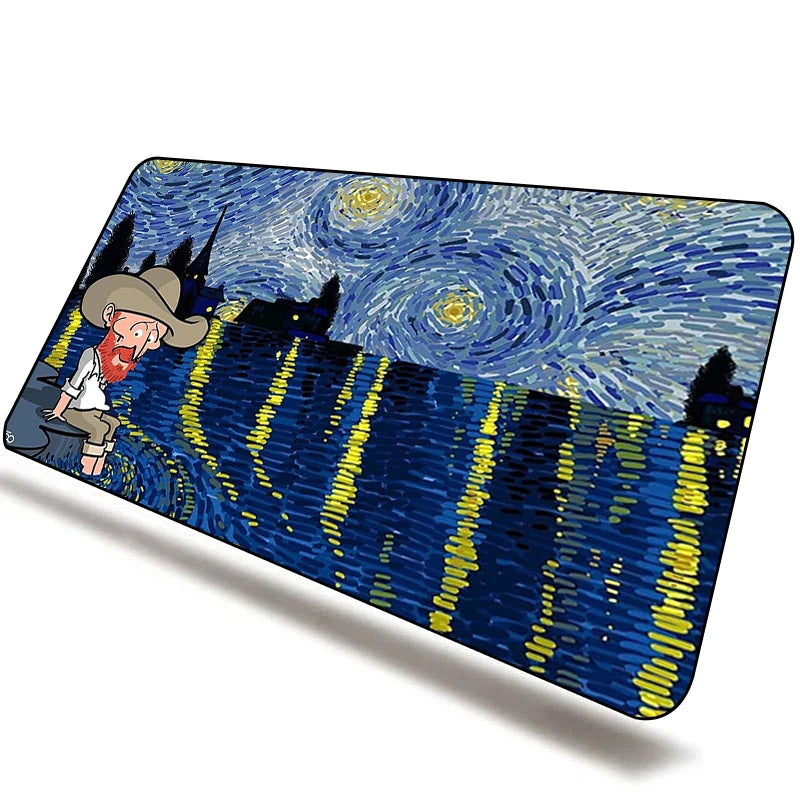 Van Gogh-Inspired Large Non-Slip Mouse Pad for PC Gamers - XXL Gaming Desk Mat and Keyboard Accessory