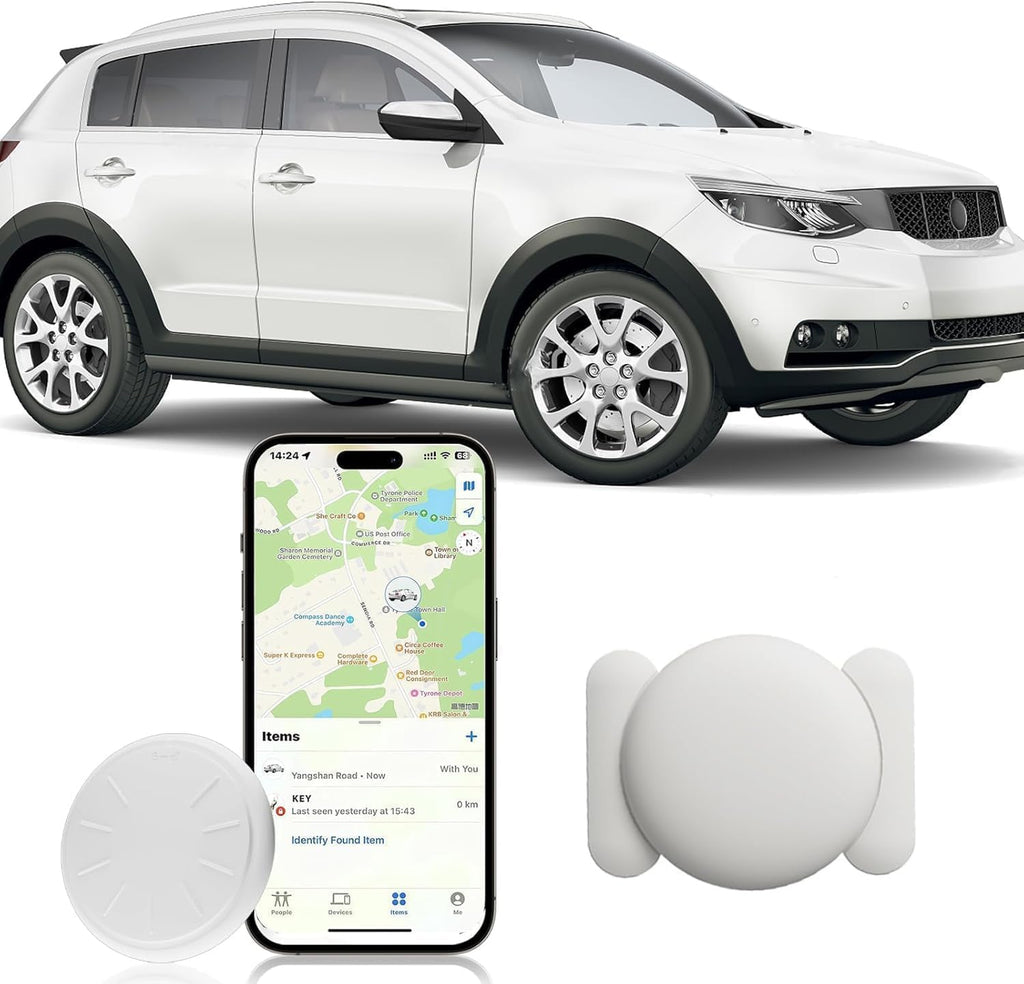 Mini GPS Tracker for Car,Vehicles,No Monthly Fee GPS Car Tracker Work with Apple Find My(Ios Only),Anti-Theft Car Tracker with Magnetic Case (White,1Pcs)