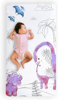 Jumpoff Jo - Fitted Crib Sheet, Super Soft Breathable 100% Cotton Baby Crib Sheet for Standard Crib Mattresses and Toddler Beds, 28 In. X 52 In. - Pink Dinosaur