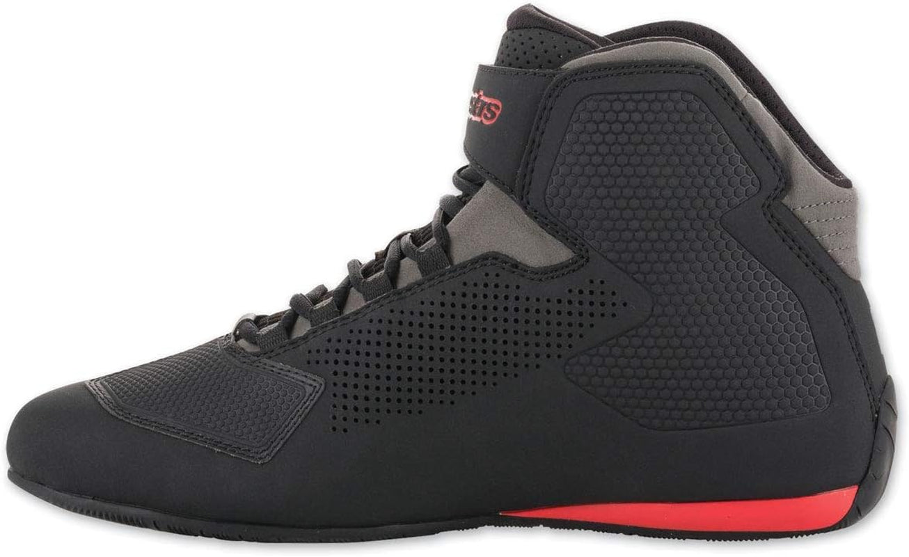 Alpinestars Men'S Sektor Vented Street Motorcycle Shoe, Black/Gray/Red, 10.5