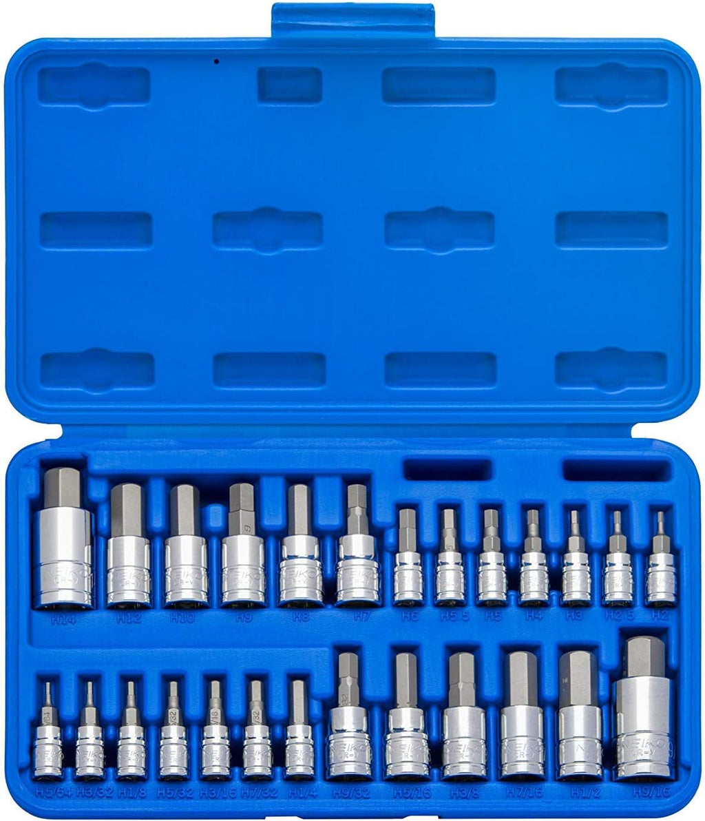 Neiko 01144A 26-Piece Tamper-Proof Hex Bit Socket Set - SAE & Metric Sizes for Ultimate Versatility