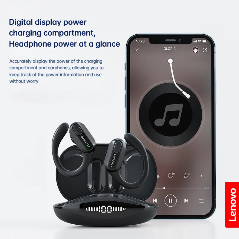 Original Lenovo XT80 Earhooks Sports Bluetooth Wireless Headsets with Mic,Led Power Display,Enc,Hifi Stereo Sound Gaming Headset