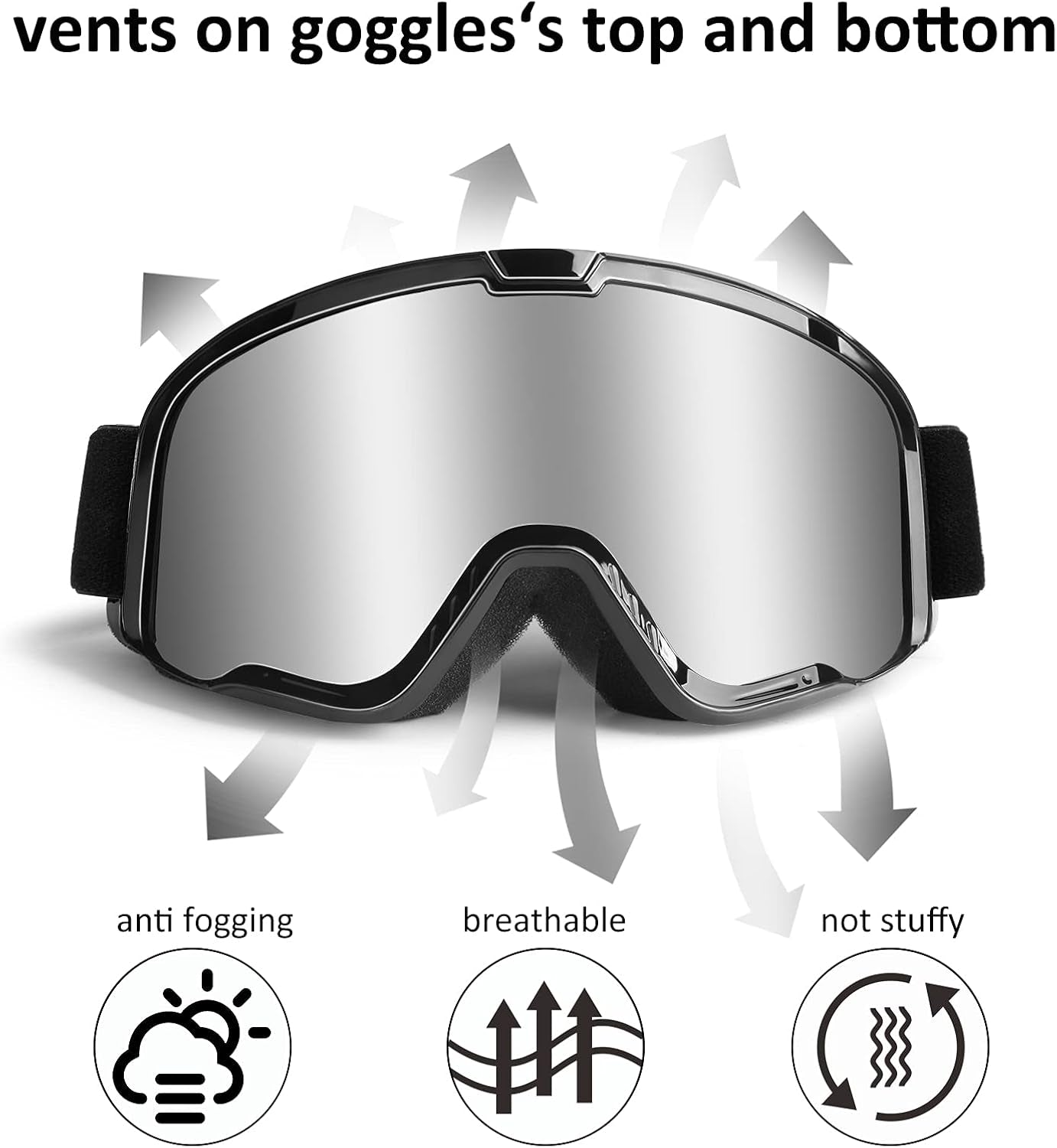Premium UV400 Motocross Goggles for Adults - Anti-Scratch, Dustproof Silver MX Goggles for ATV, Motorcycle, Dirtbike & Offroad Adventures