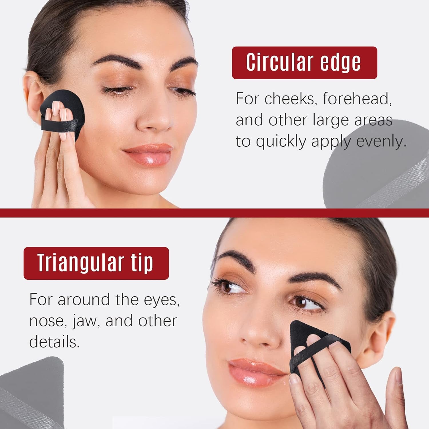 Foonbe Triangle Makeup Sponge, Soft Triangle Makeup Sponge Beauty Set, Reusable Velour Cosmetic Foundation Blender for Loose Powder and Contouring, Beauty Tool (6 Pcs)