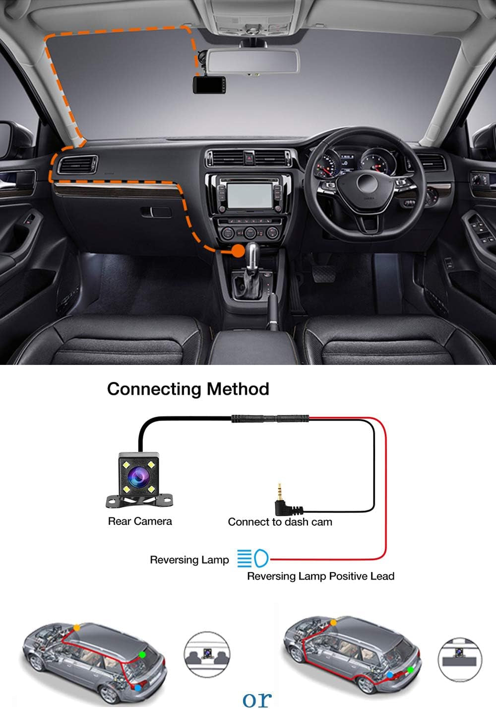 Milerong Dash Cam Front and Rear with Night Vision, Mini 1080P FHD Dash Camera for Cars, G-Sensor, Loop Recording, Parking Monitor, Motion Detection,Wdr