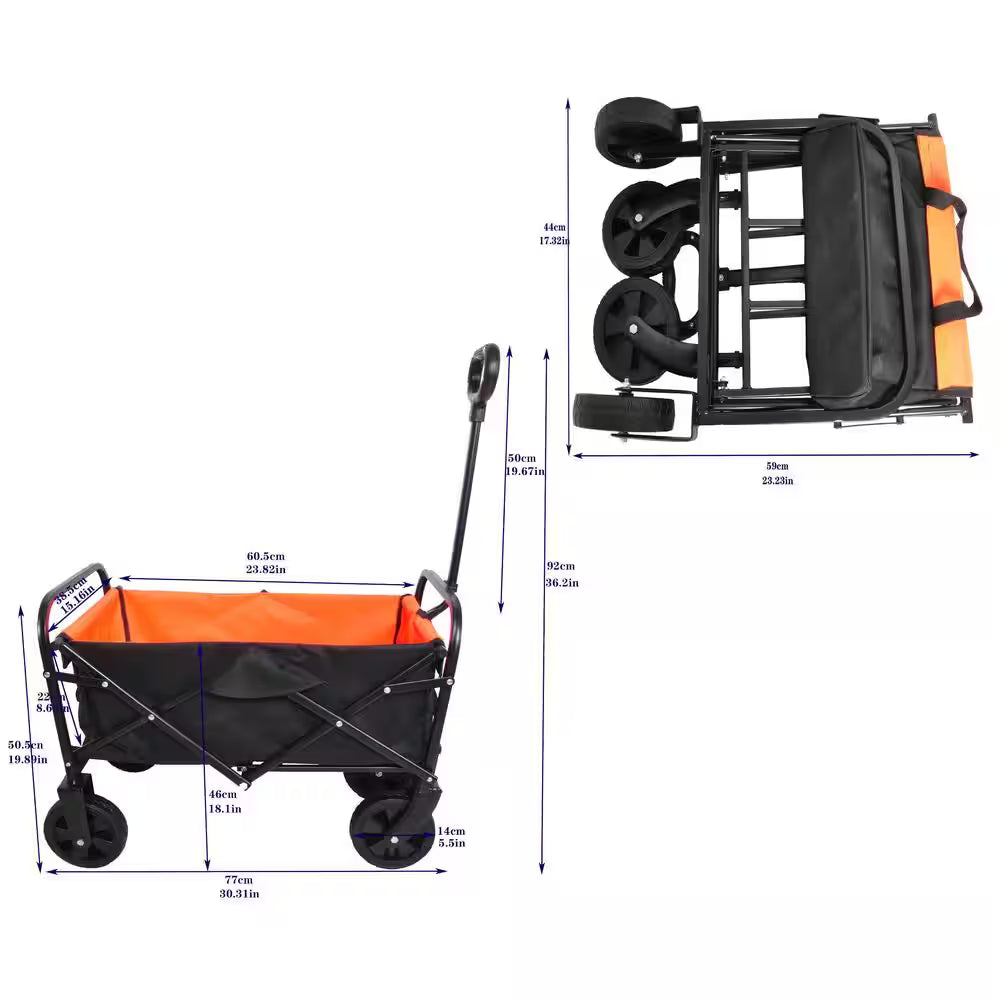 1.7 Cu. Ft. Folding Steel Garden Cart Collapsible Wagon with 360-Degree Wheels, Yellow
