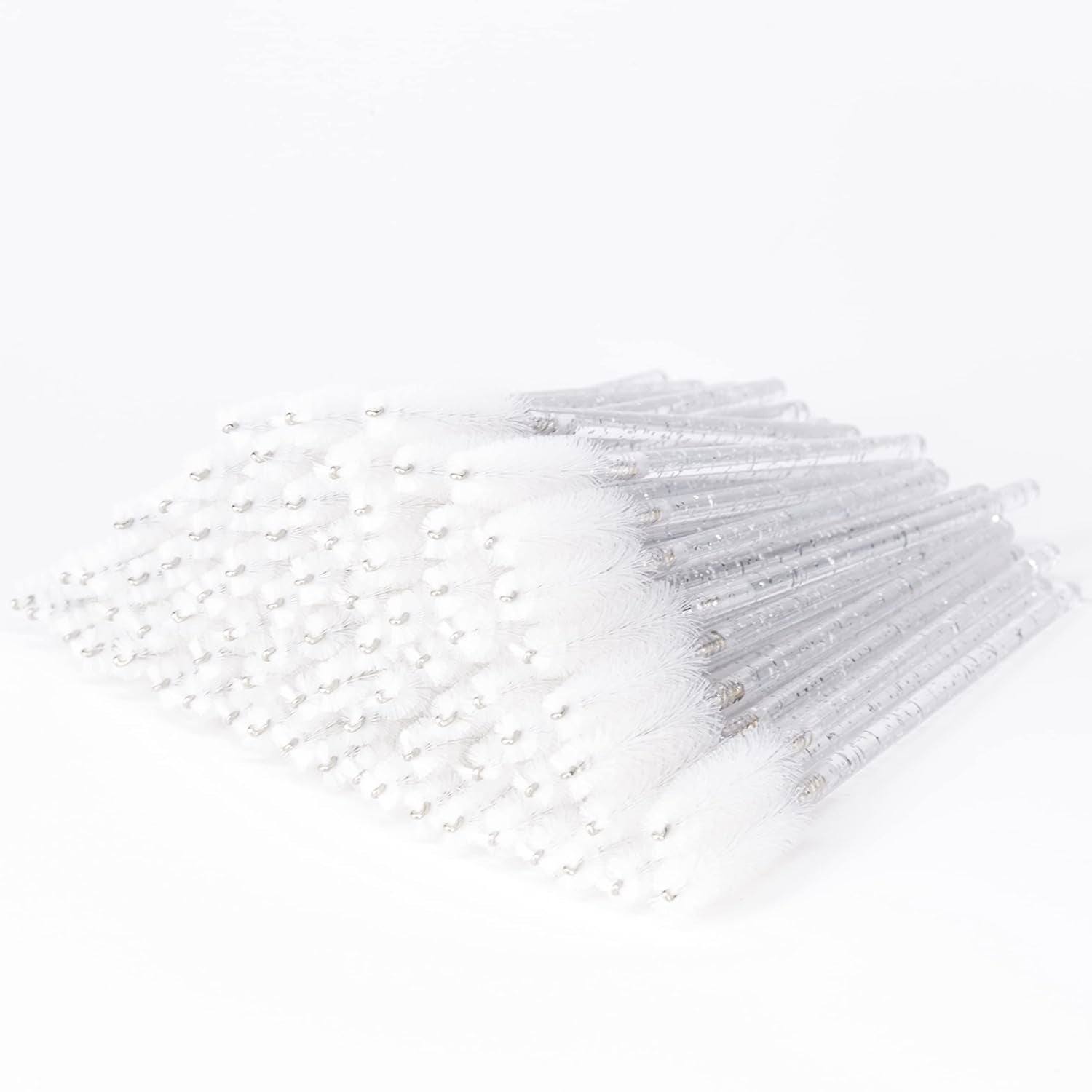 I-Laesh 100 Pcs Crystal Blue Eyelash Brush Set - Sparkling Mascara Wands & Professional Eyebrow Spoolies for Flawless Makeup Application
