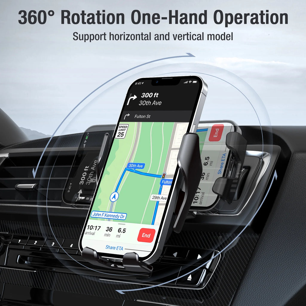 UUTO R2 Fast Wireless Charging Air Vent Iphone Samsung Car Mounts with Type-C Cable