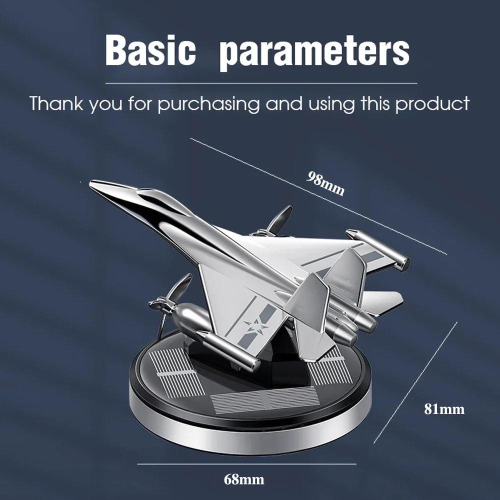 Solar-Powered Car Air Freshener with Fighter Propeller Design - Fragrance Diffuser and Interior Accessory for Men and Women