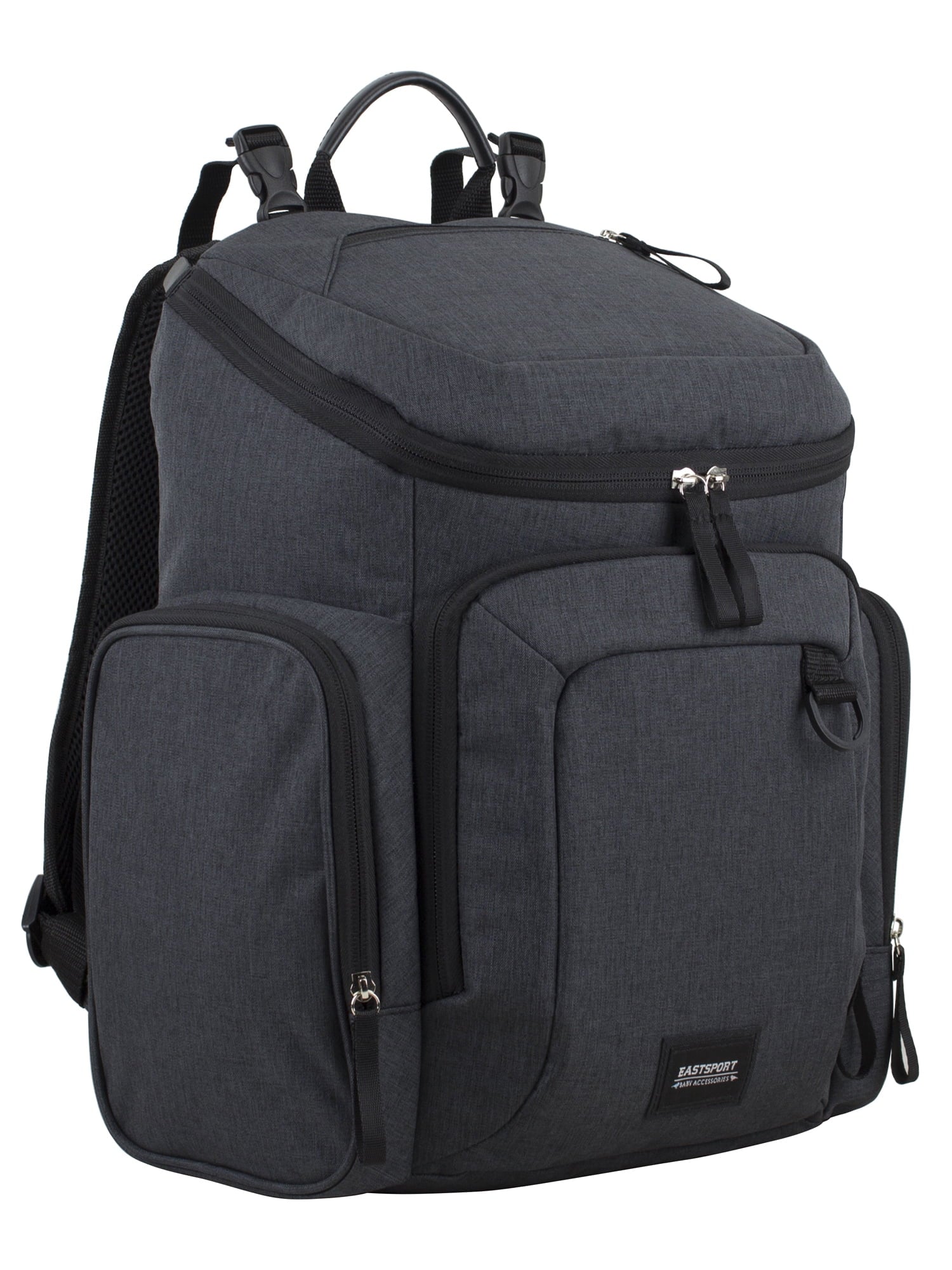 Eastsport Wooster St. Diaper Backpack, Large Capacity, Dark Grey with Changing Pad, Stroller Straps, and Insulated Pockets