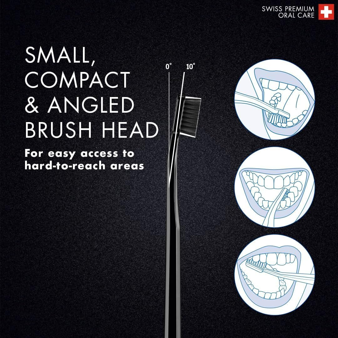 Curaprox Toothbrush Duo – for Adults | Stylish Black Toothbrushes with Ultra-Soft Filaments | Whitening-Friendly | Black | 2-Pack