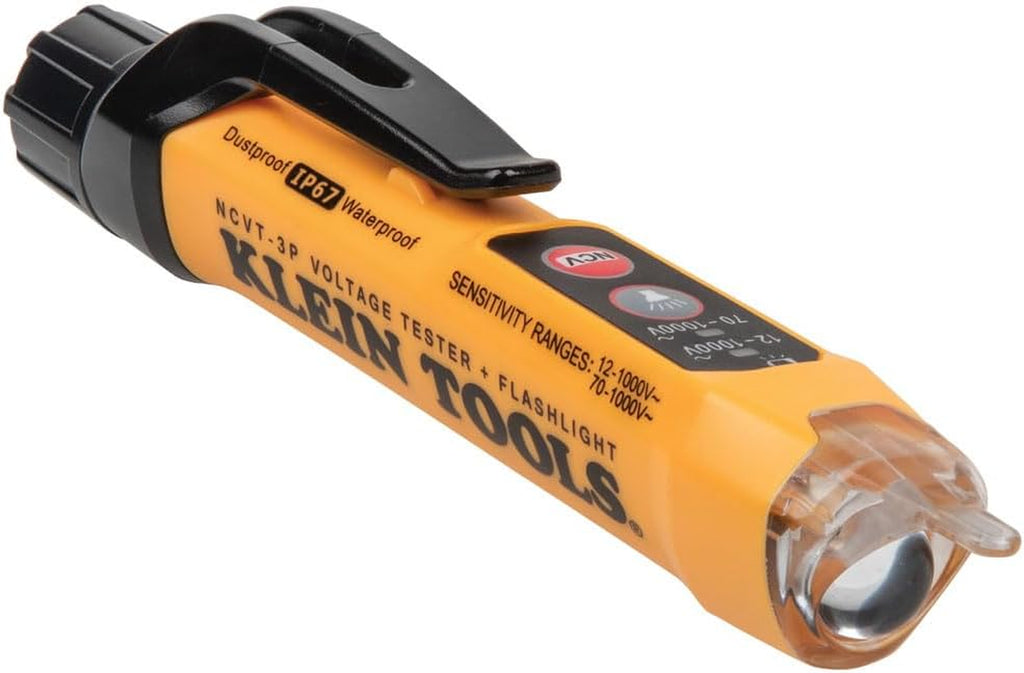 Klein Tools NCVT3PKIT Dual-Range Non-Contact Voltage Tester & Flashlight - Essential AC/DC Electrical Test Kit