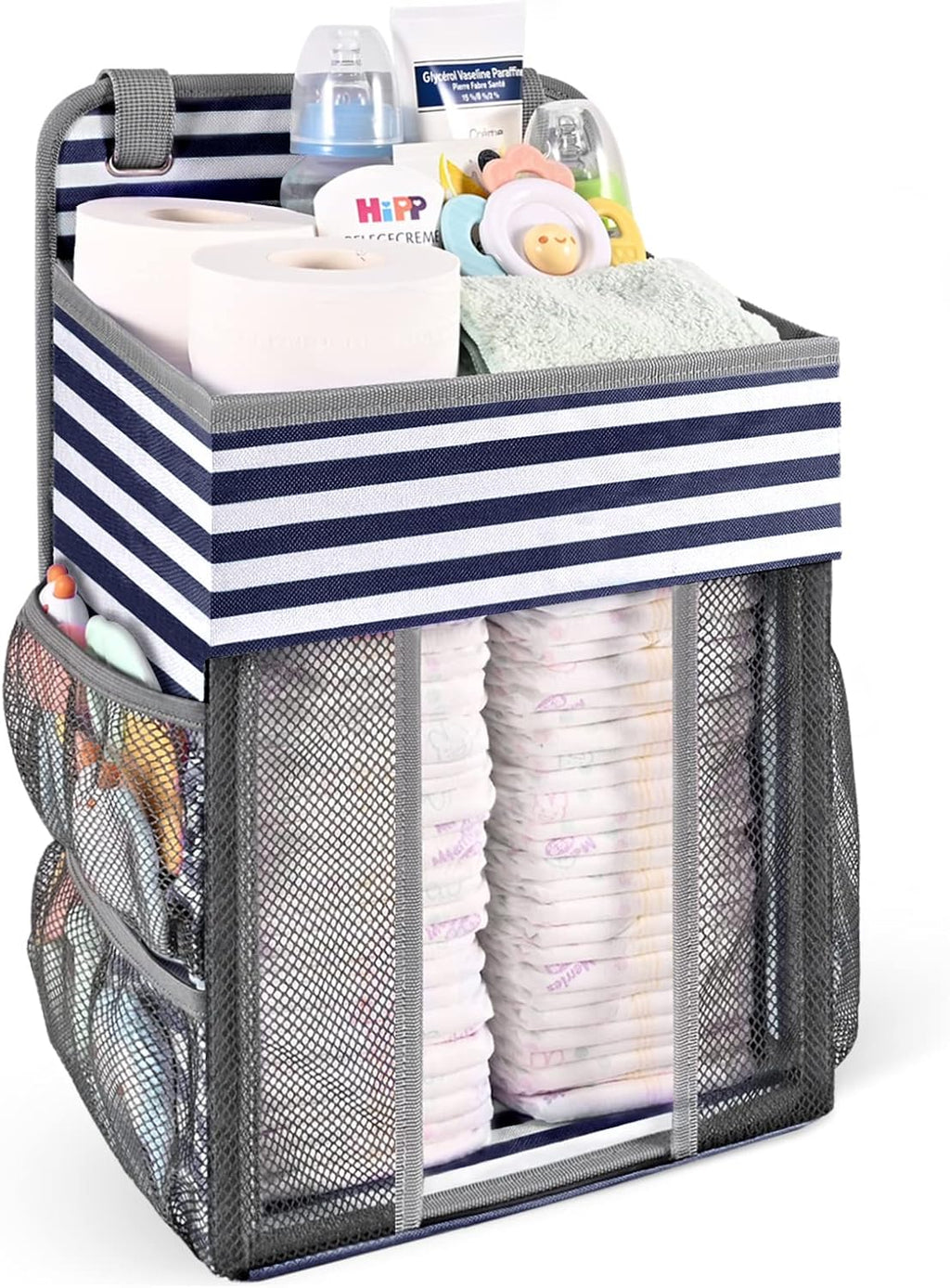 Hanging Diaper Caddy Organizer | Diaper Holder and Crib Organizer| Diaper Stacker for Changing Table, Crib, Wall & Bassinet