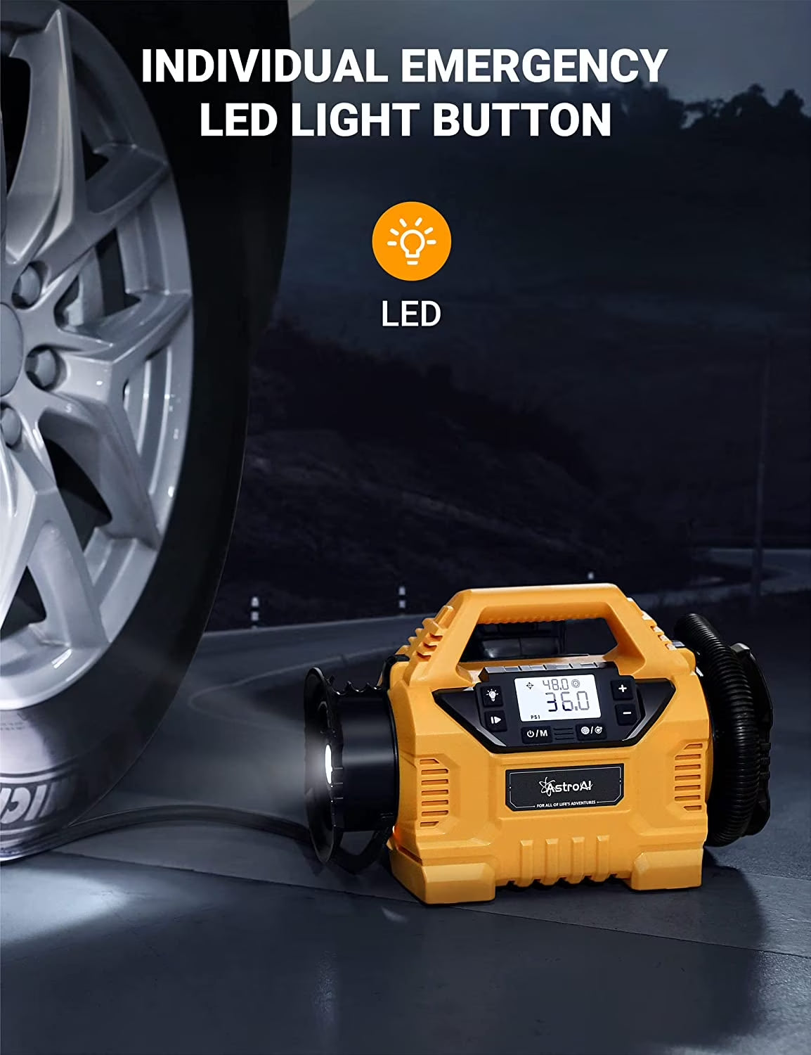 Tire Inflator 160 PSI, Cordless Air Compressor Multi Power Supply, Air Pump for Tires, Portable