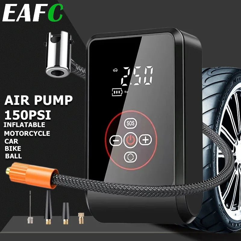 EAFC Air Compressor Air Pump Car Portable Tyre Inflator Wireless/Wired Pump 150PSI Air Compressor for Car Motorcycles Bike