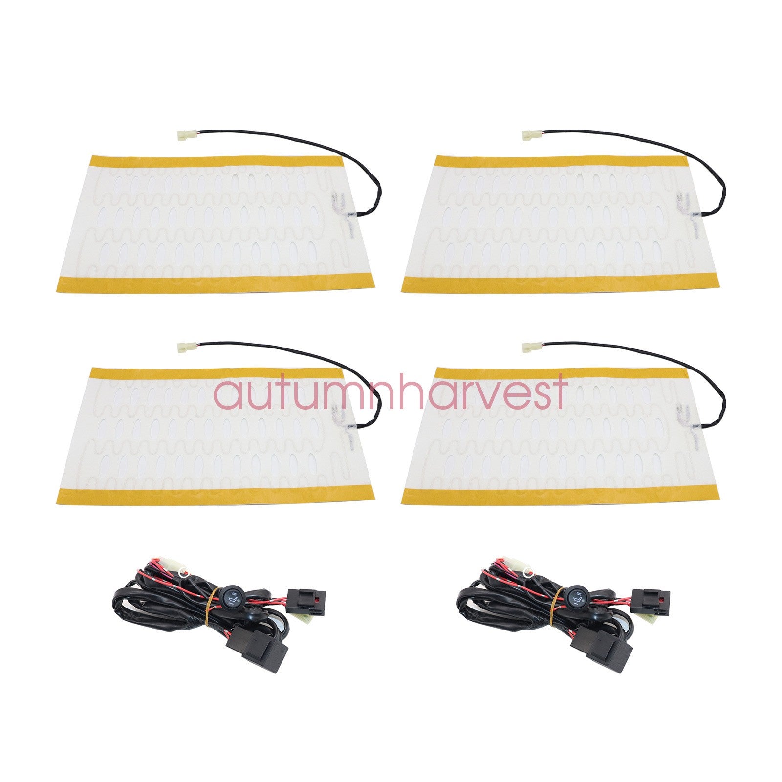 12V Universal Round Heated Seat Kit with 2 Seats and 4 Heating Pads