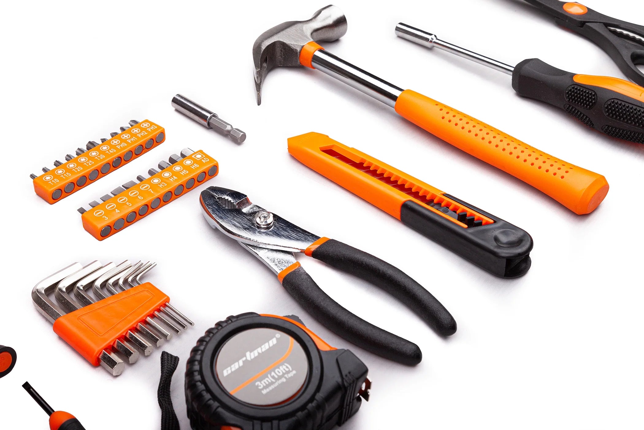 CARTMAN 39-Piece Tool Set General Household Hand Kit with Plastic Toolbox Storage Case Orange
