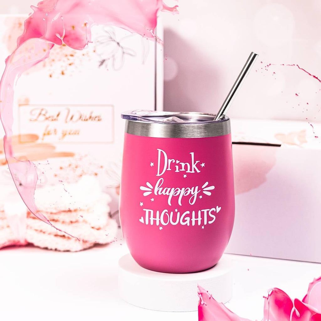 Deluxe Spa Gift Box for Women - Perfect Birthday Surprise with Wine Tumbler & Bath Set (Pink) for Wife, Mom, Sister, Girlfriend, and Best Friend