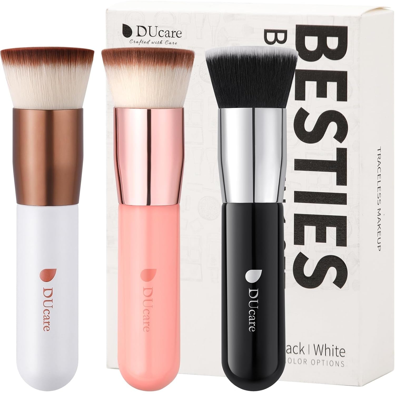 Ducare Premium Flat Top Kabuki Foundation Brush - Perfect for Liquid, Cream, and Powder Makeup - Stylish Pink Design