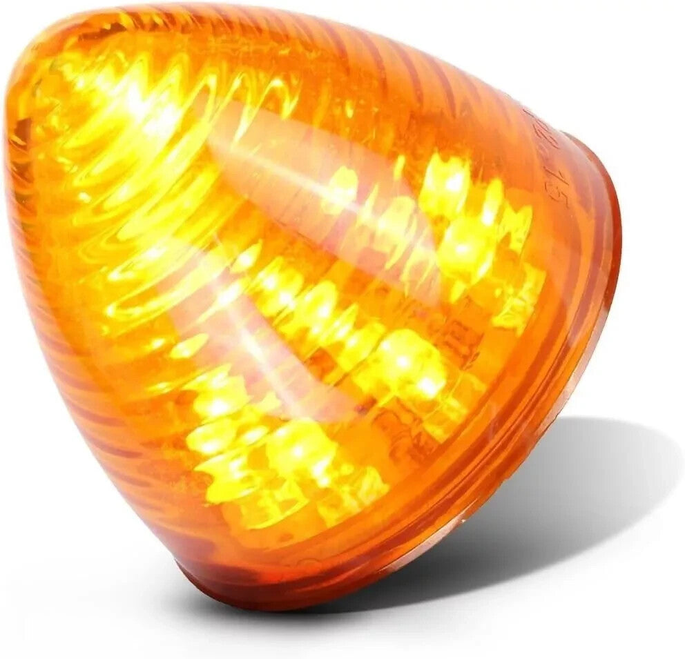 10-Pack 2-Inch Amber 9-LED Side Marker Lights, Round Beehive Design