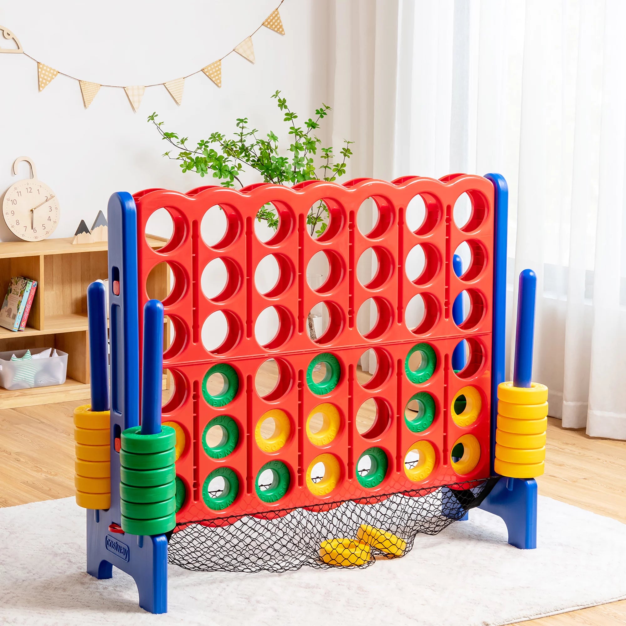 4-To-Score Giant Game Set 4-In-A-Row Connect Game with Storage Net for Kids & Adult