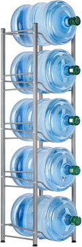 MOOACE 5-Tier Detachable Water Jug Rack - Stylish 5 Gallon Bottle Holder for Kitchen, Office, and Home in Silver