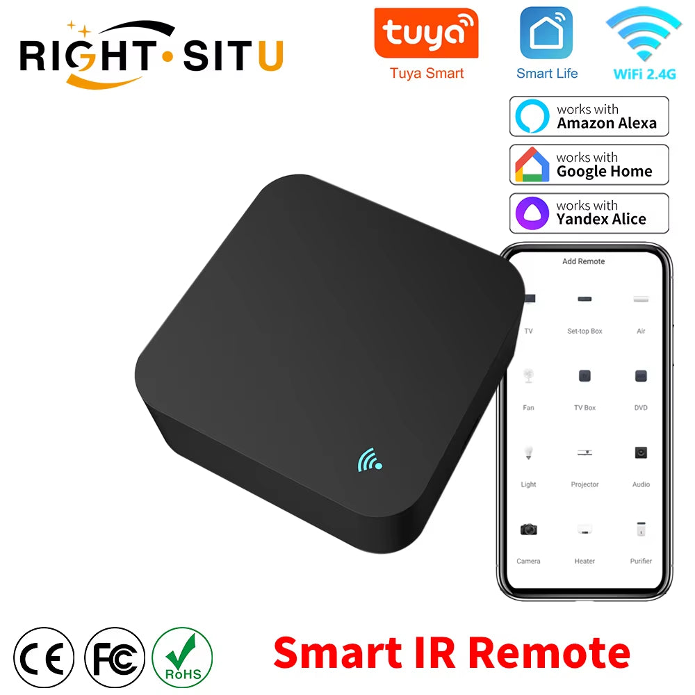 Tuya Smart IR Remote Control - Effortless Smart Home Automation for TV, DVD, AUD, AC - Compatible with Alexa & Google Home