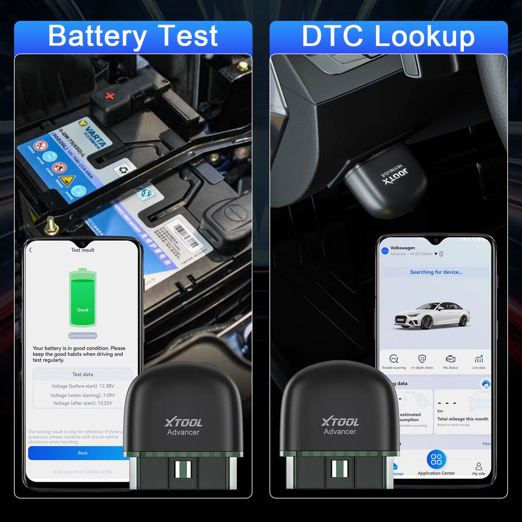 XTOOL AD20 Bluetooth OBD2 Scanner for Engine System Diagnostic Code Reader HUD Display Perfromance Test Lifetime Free Update