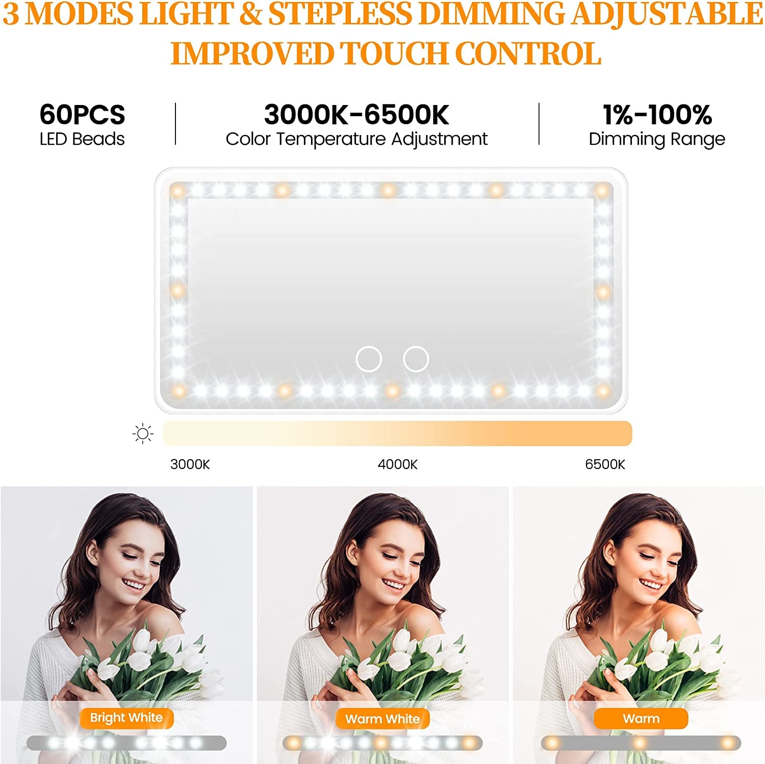 Rechargeable Car Sun Visor Vanity Mirror with Dimmable LED Lights - Perfect Makeup Accessory & Birthday Gift for Women and Girls, Universal Fit for Cars and Trucks