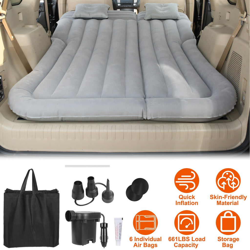Inflatable Travel Car Mattress with Air Bed for Back Seat Comfort, Includes Two Pillows and Pump
